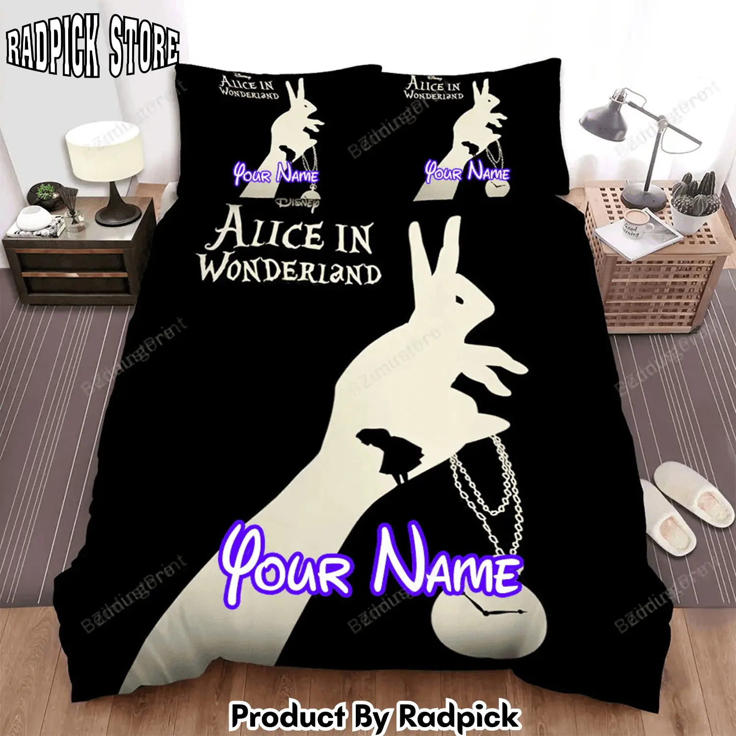 Radpick alice in wonderland i black and white movie poster bed sheets duvet cover personalized name bedding sets rp3278844